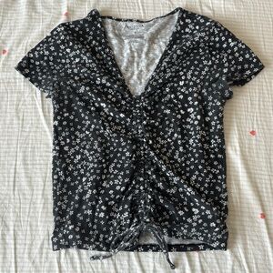 floral scrunch front top